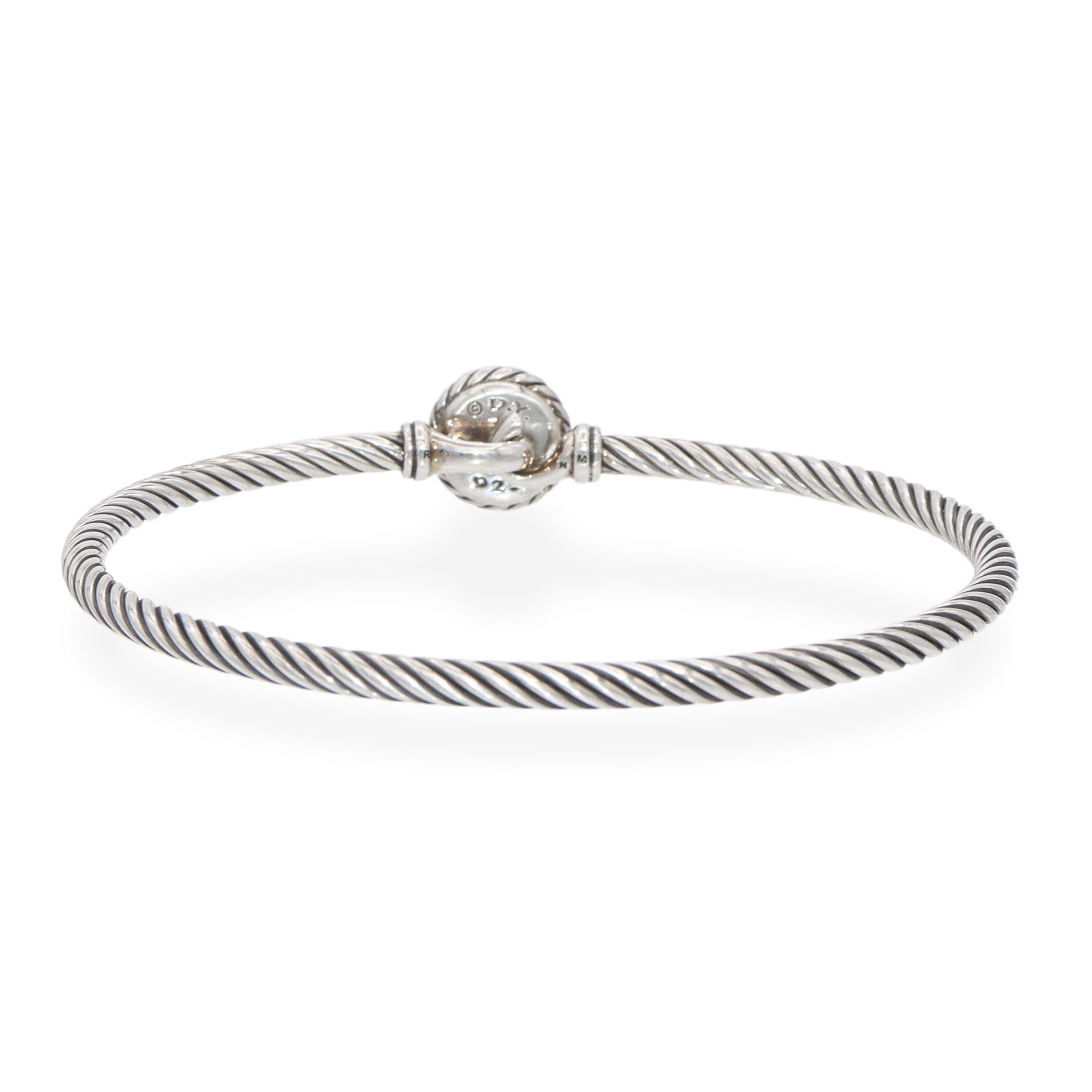 David Yurman Sterling Silver and Blue Topaz Braided Bangle Bracelet