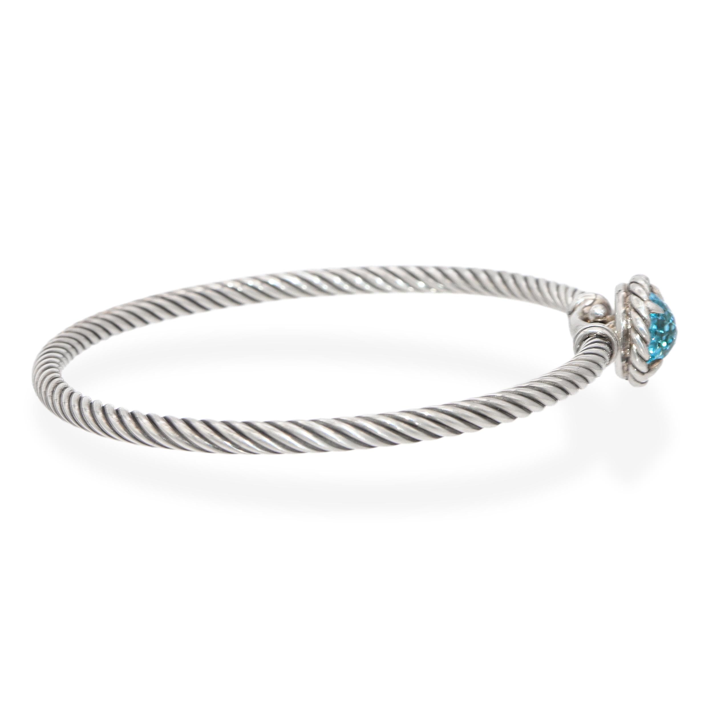 David Yurman Sterling Silver and Blue Topaz Braided Bangle Bracelet