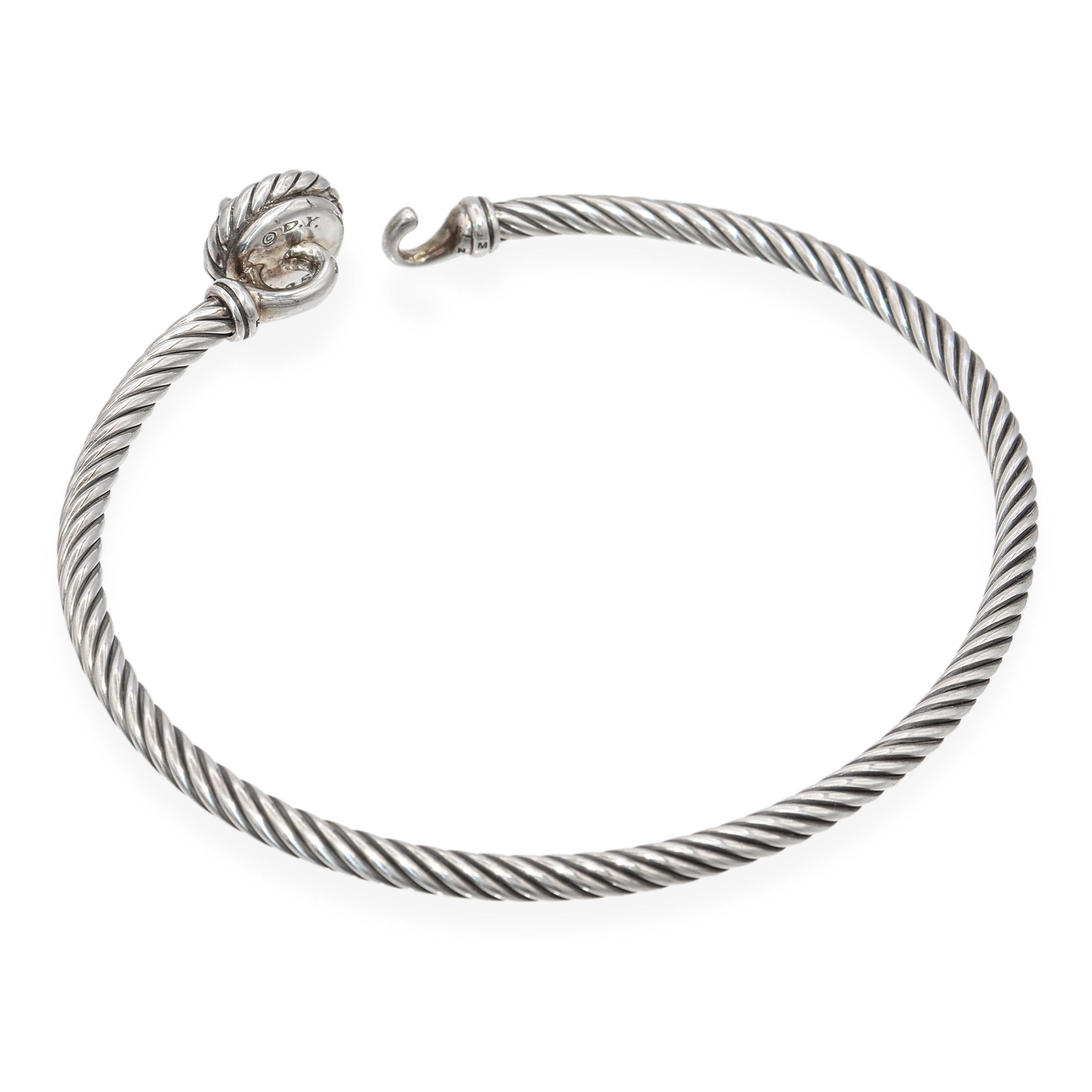 David Yurman Sterling Silver and Blue Topaz Braided Bangle Bracelet