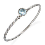 David Yurman Sterling Silver and Blue Topaz Braided Bangle Bracelet