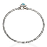 David Yurman Sterling Silver and Blue Topaz Braided Bangle Bracelet