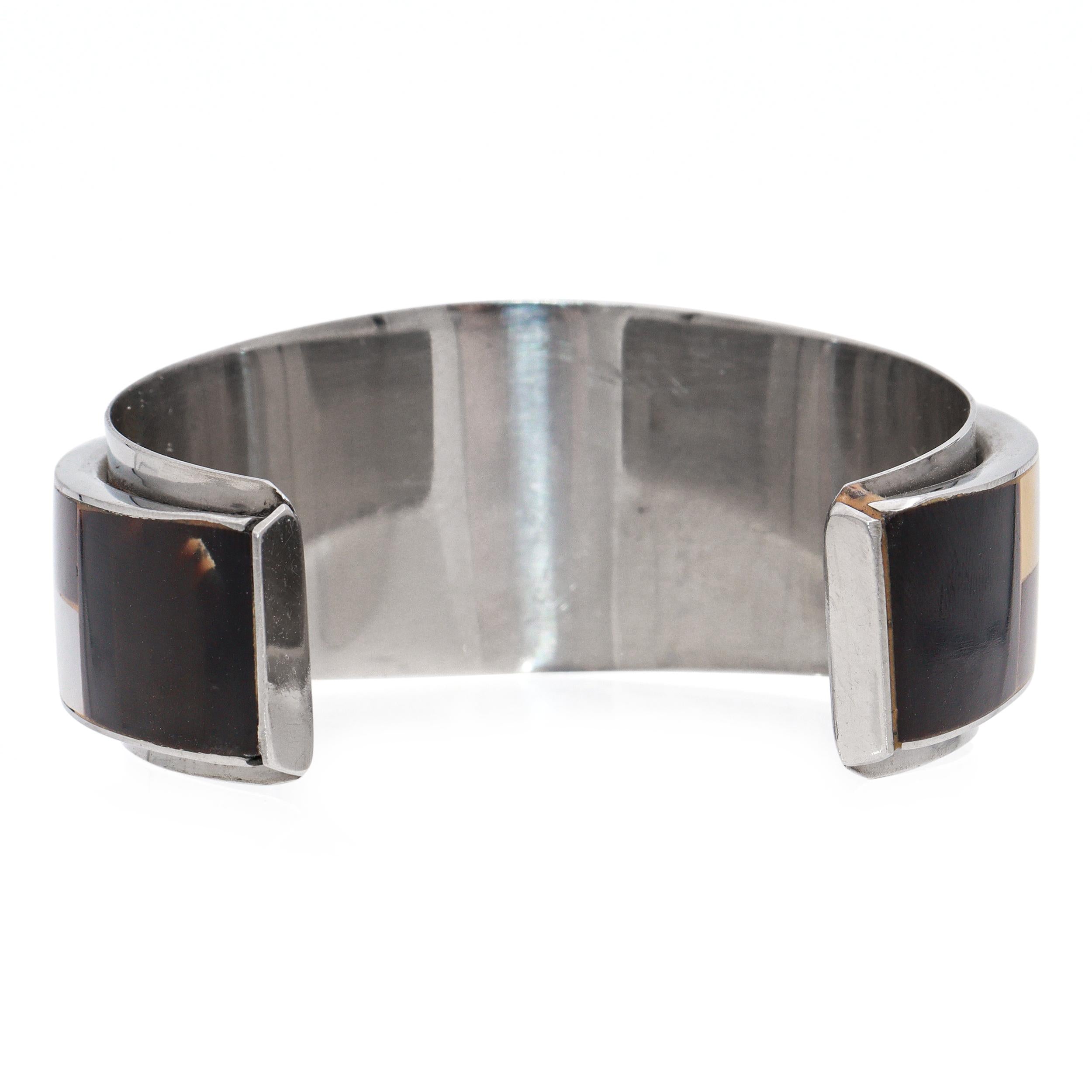 Vintage Southwestern Multi-Stone Inlay Mosaic Cuff Bracelet