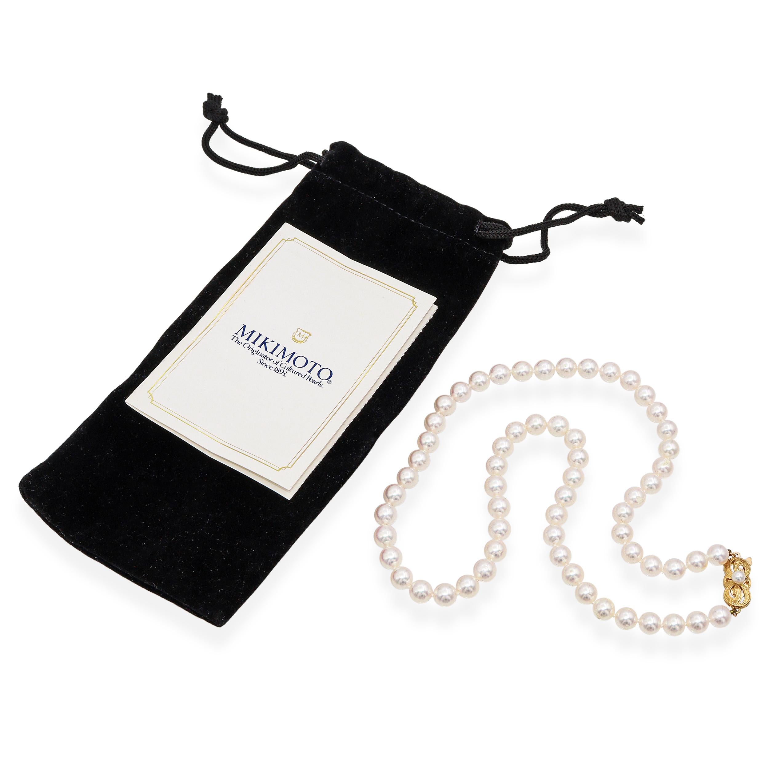 Mikimoto 18k Yellow Gold Pearl Beaded Strand Necklace