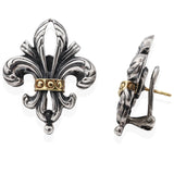 Lagos Yellow Gold & Sterling Silver Fleur De Lis Earrings