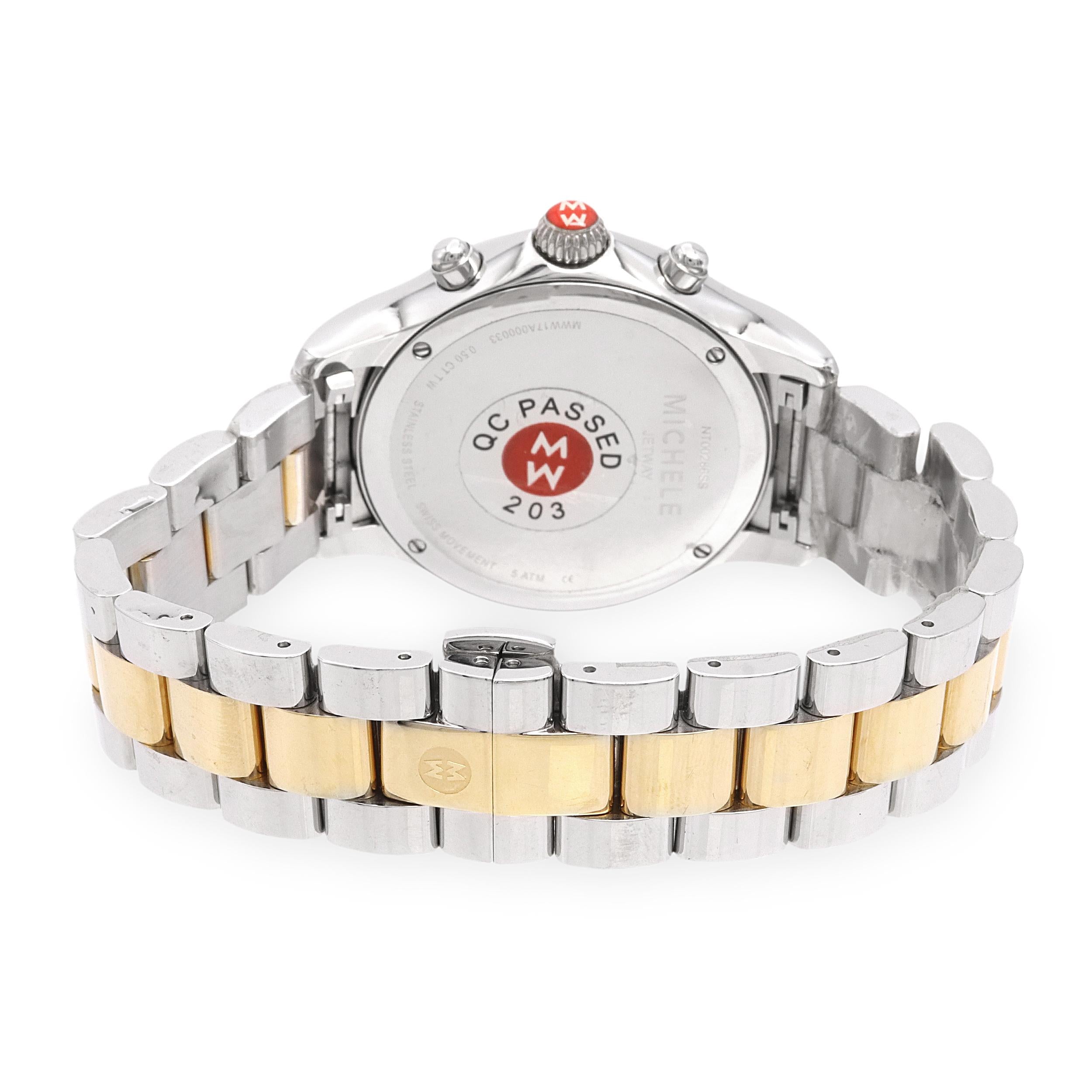 Michele Jetway Stainless Steel Diamond MOP Dial Chronograph Watch MWW17A000033