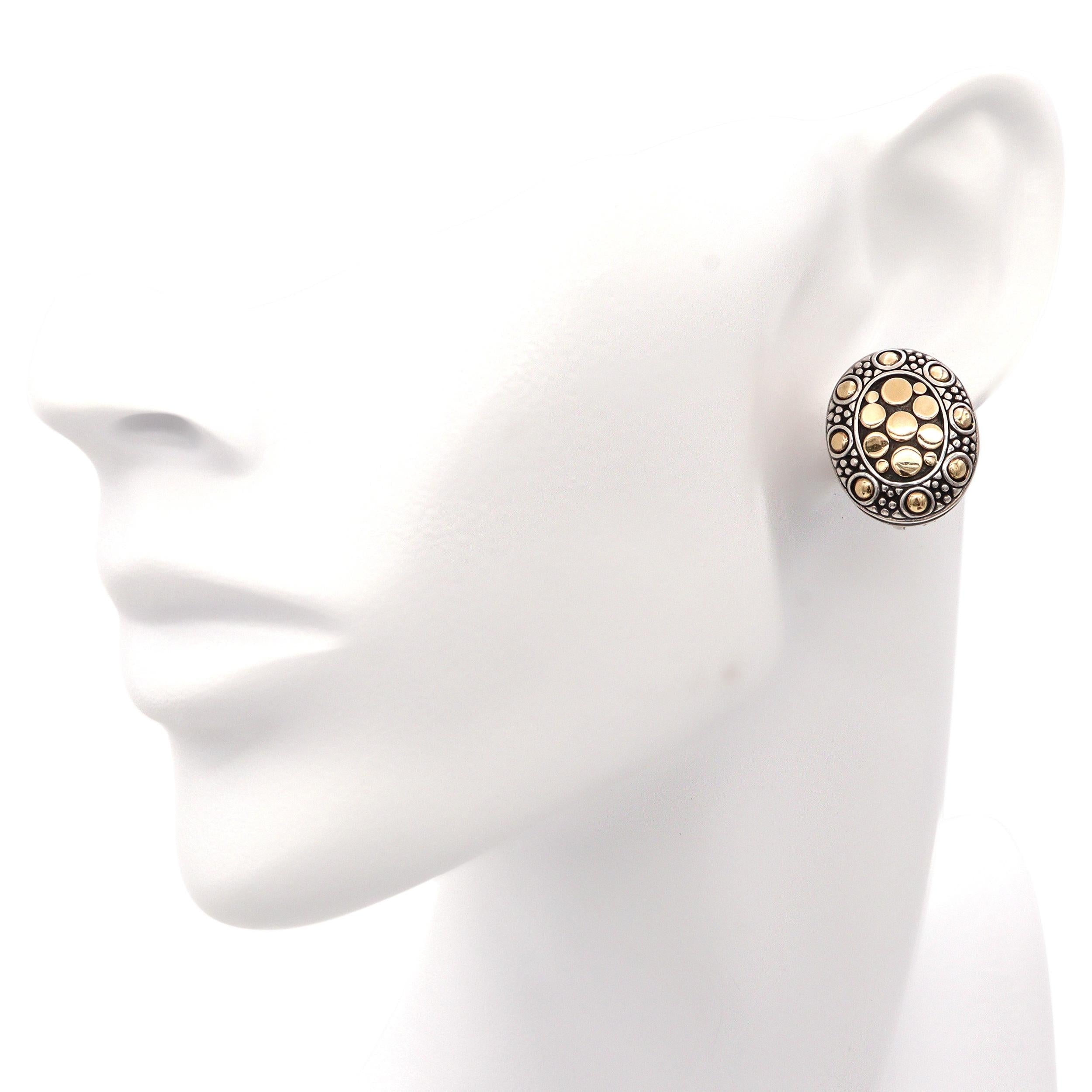 John Hardy Sterling Silver & 18k Yellow Gold Dot Earrings