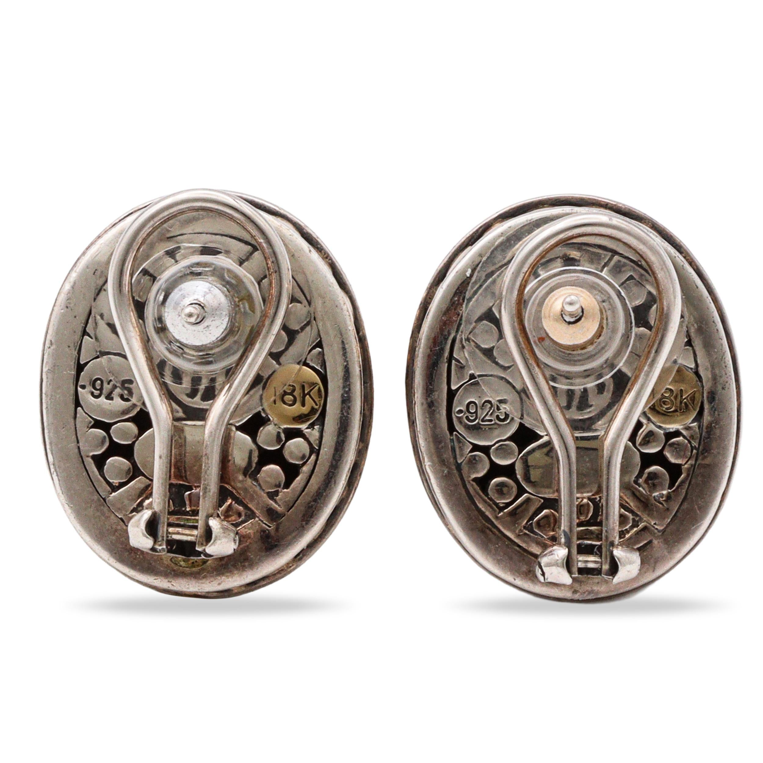 John Hardy Sterling Silver & 18k Yellow Gold Dot Earrings