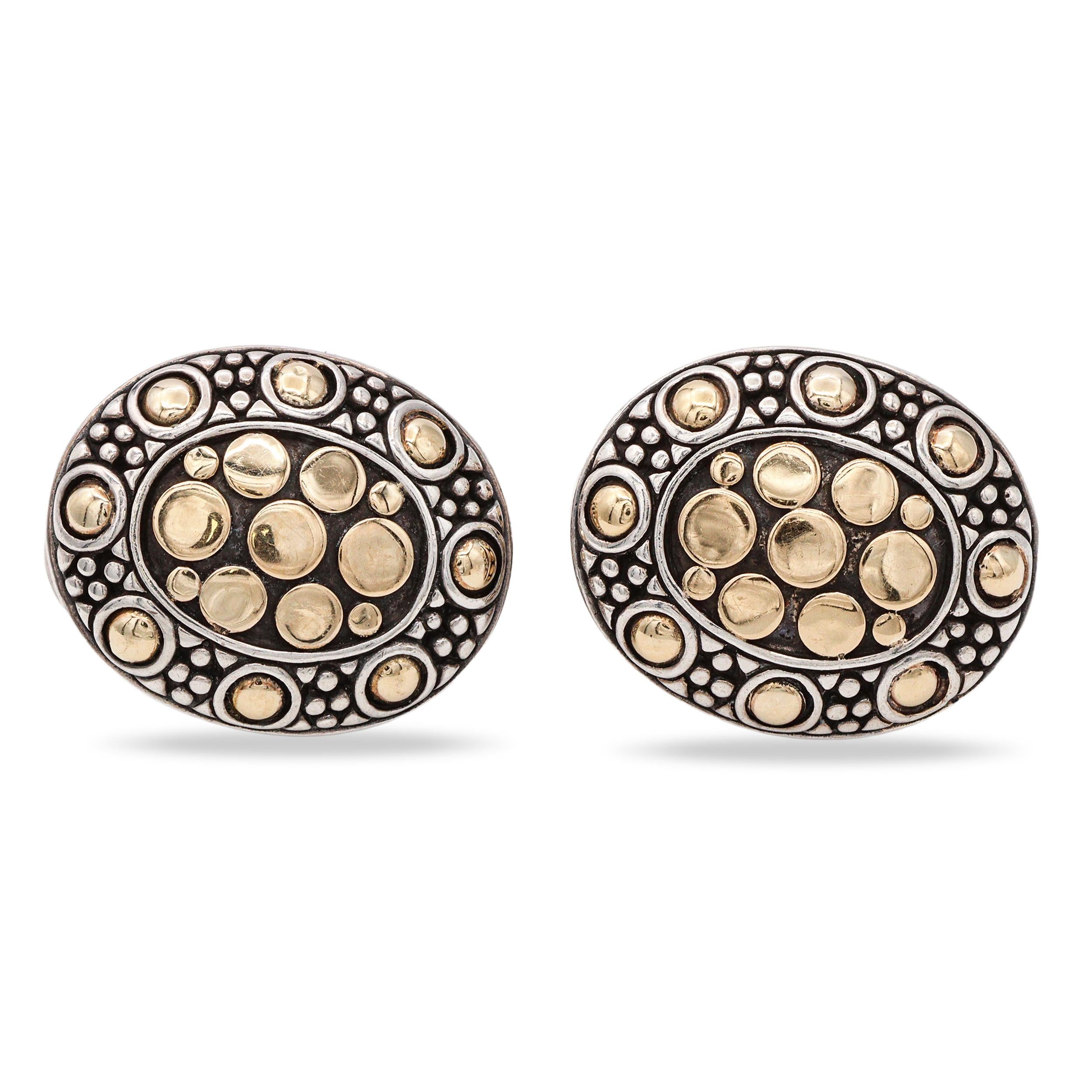 John Hardy Sterling Silver & 18k Yellow Gold Dot Earrings