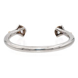 Vintage 14K Yellow Gold Sterling Silver Rutilated Quartz Open Cuff Bracelet