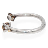 Vintage 14K Yellow Gold Sterling Silver Rutilated Quartz Open Cuff Bracelet