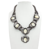 Vintage WS Signed Southwest Sterling Silver Mother of Pearl Statement Necklace