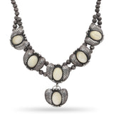 Vintage WS Signed Southwest Sterling Silver Mother of Pearl Statement Necklace