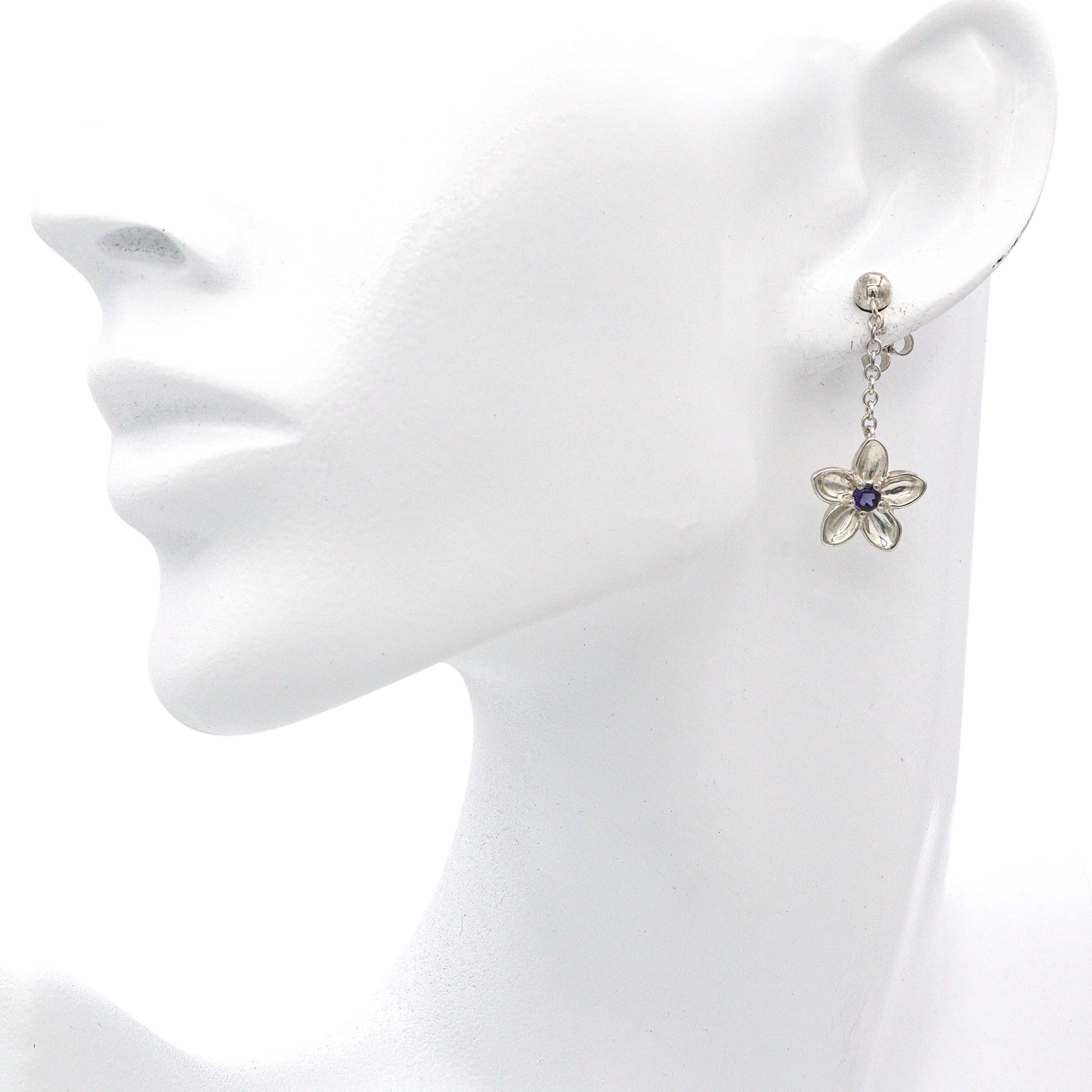 2003 Tiffany & Co. Sterling Silver Iolite Flower Earrings