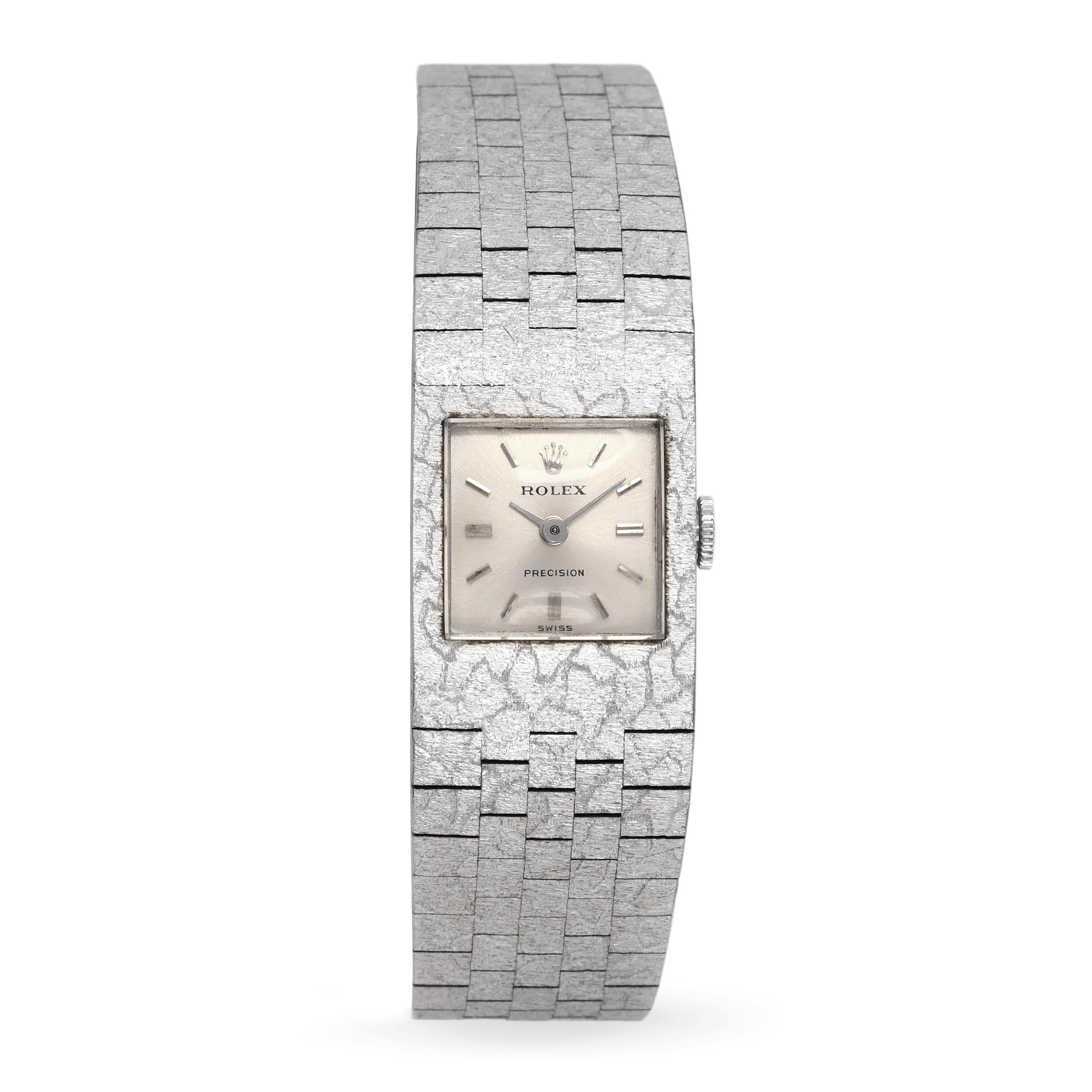 Vintage 1970s 18k White Gold Rolex Precision Women's Dress Watch Ref. 2159