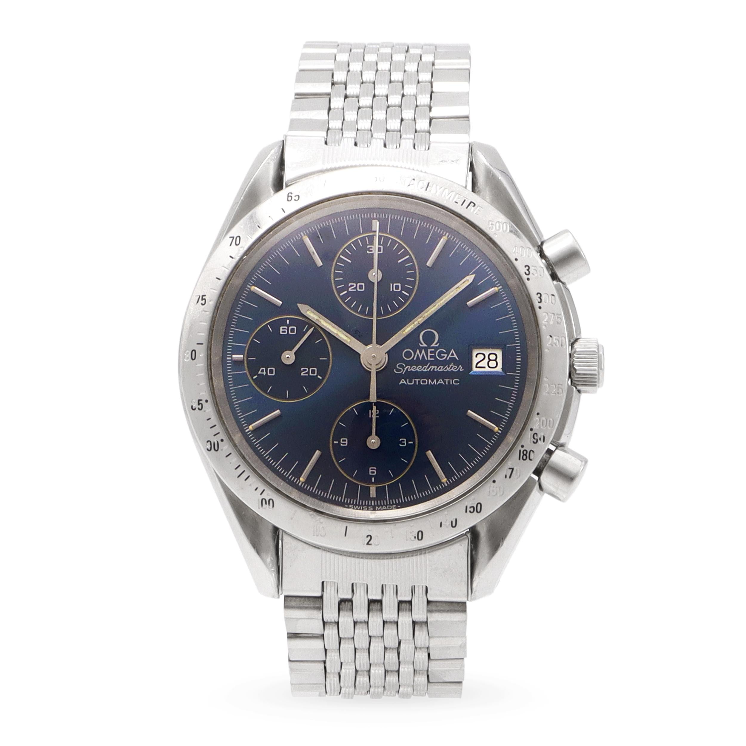 Omega Speedmaster Stainless Steel Blue Dial Automatic Watch Ref. 3511.80