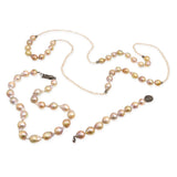 Vintage Silver Baroque Pearl, Diamond, and Topaz Necklaces and Bracelet Set