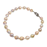 Vintage Silver Baroque Pearl, Diamond, and Topaz Necklaces and Bracelet Set