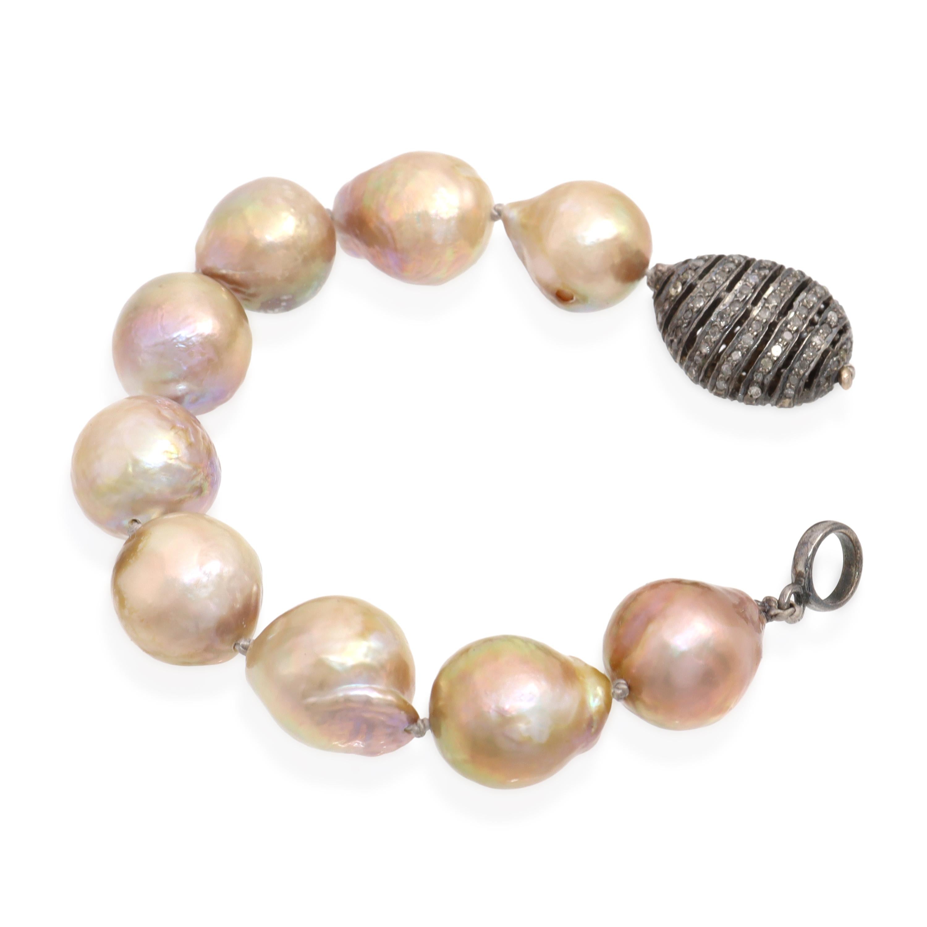 Vintage Silver Baroque Pearl, Diamond, and Topaz Necklaces and Bracelet Set