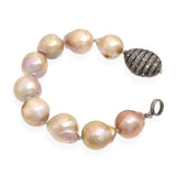 Vintage Silver Baroque Pearl, Diamond, and Topaz Necklaces and Bracelet Set