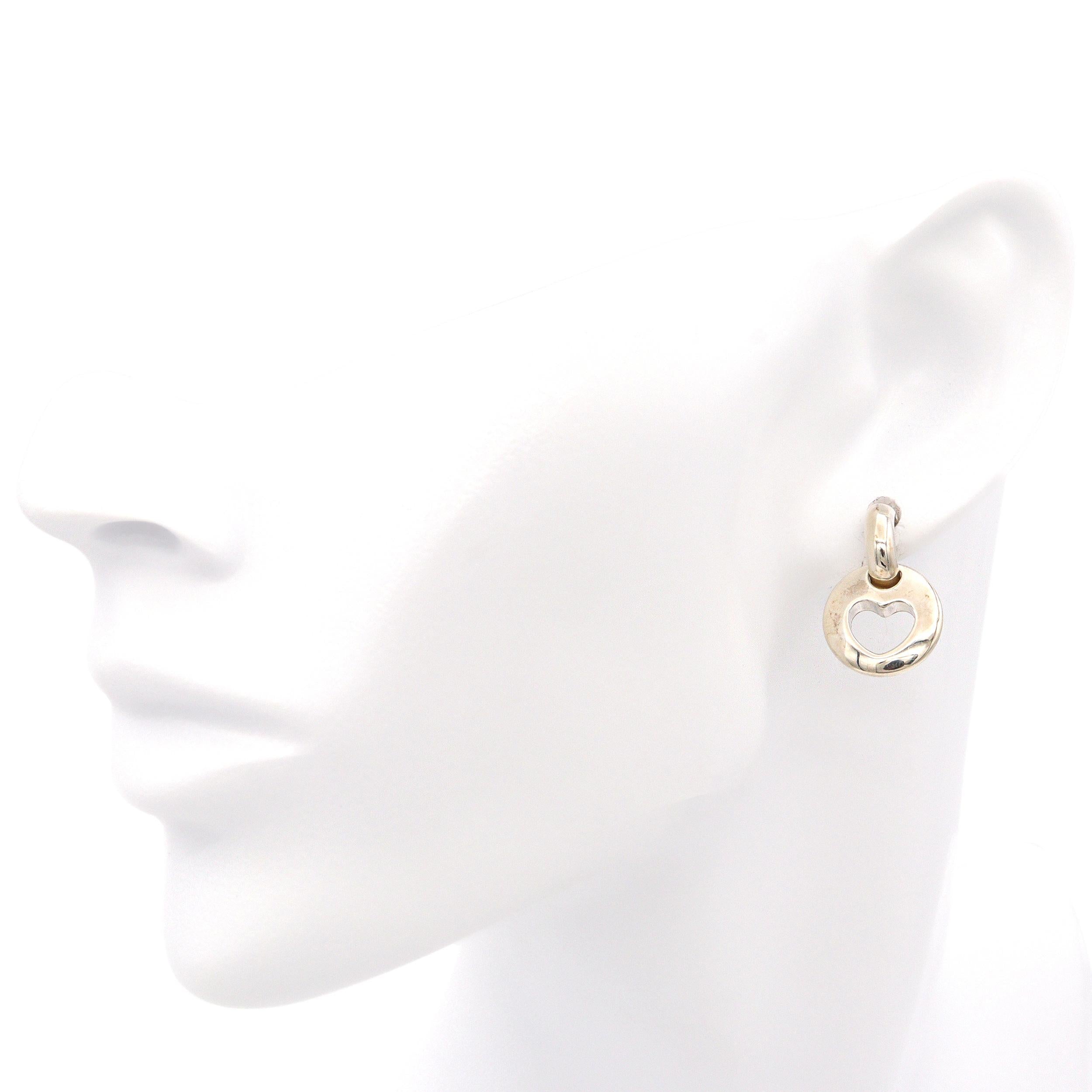 1999 Tiffany & Co. Sterling Silver Heart Stencil Cut Out Earrings