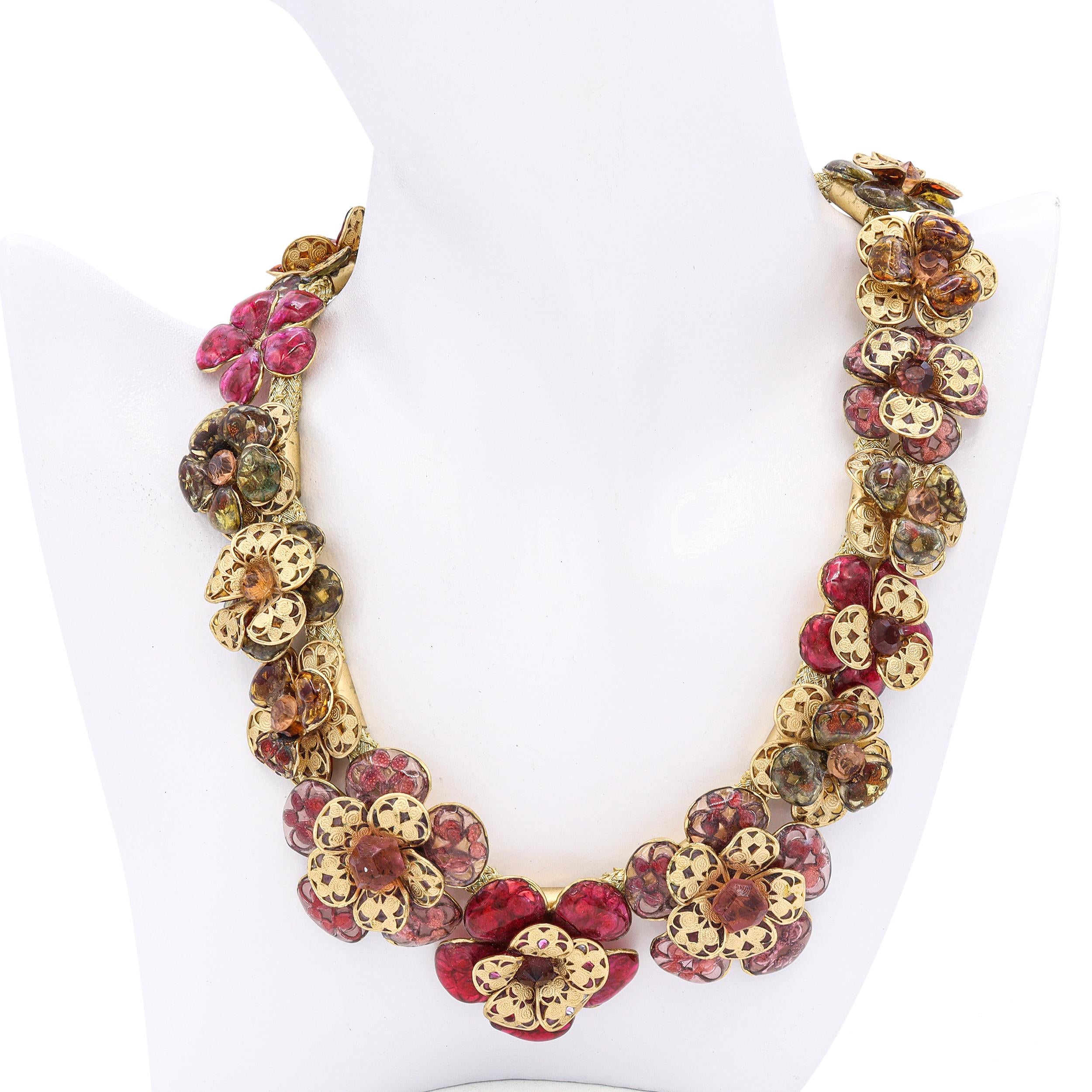 Vintage Chanel Louis Rousselet Floral Costume Jewelry Set