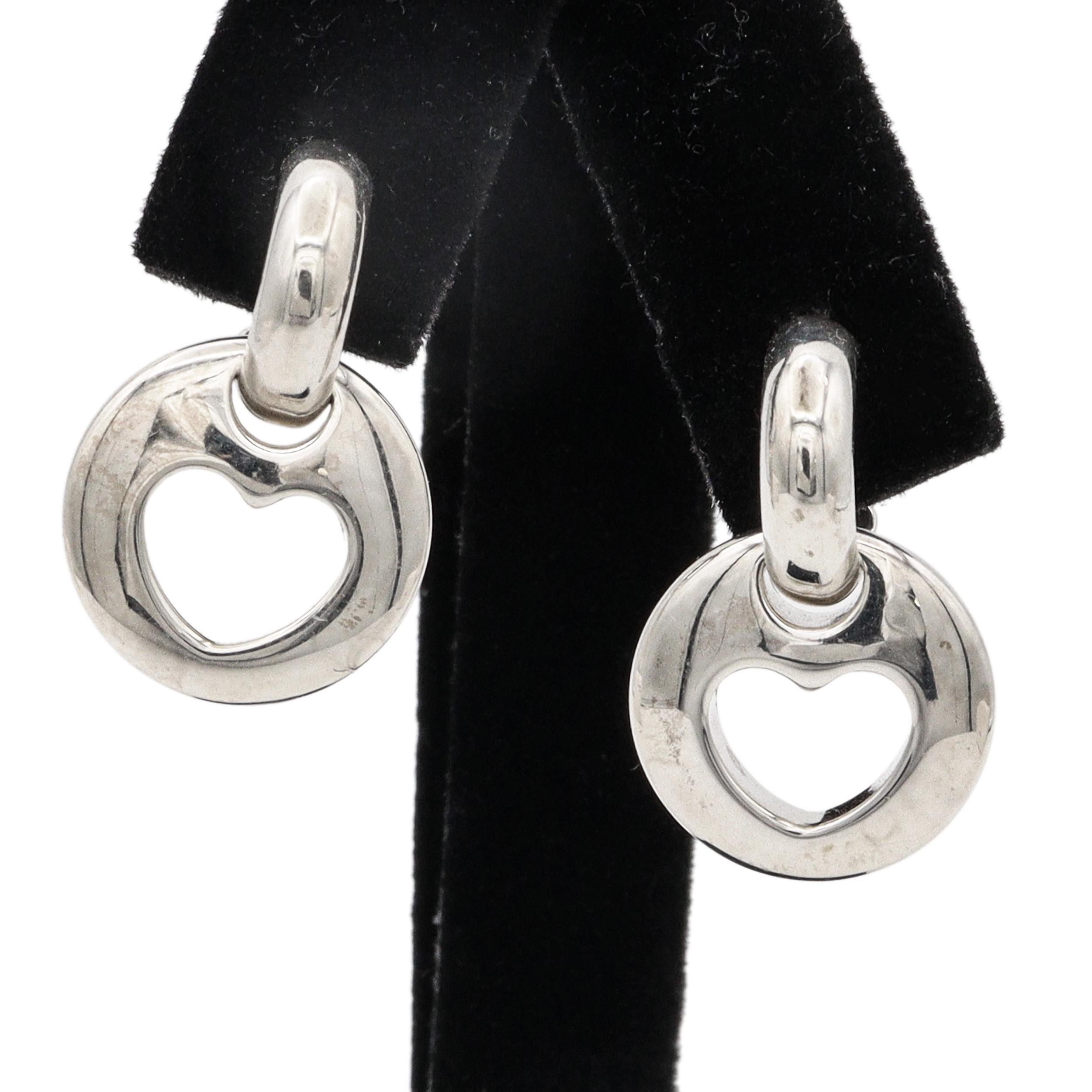 1999 Tiffany & Co. Sterling Silver Heart Stencil Cut Out Earrings