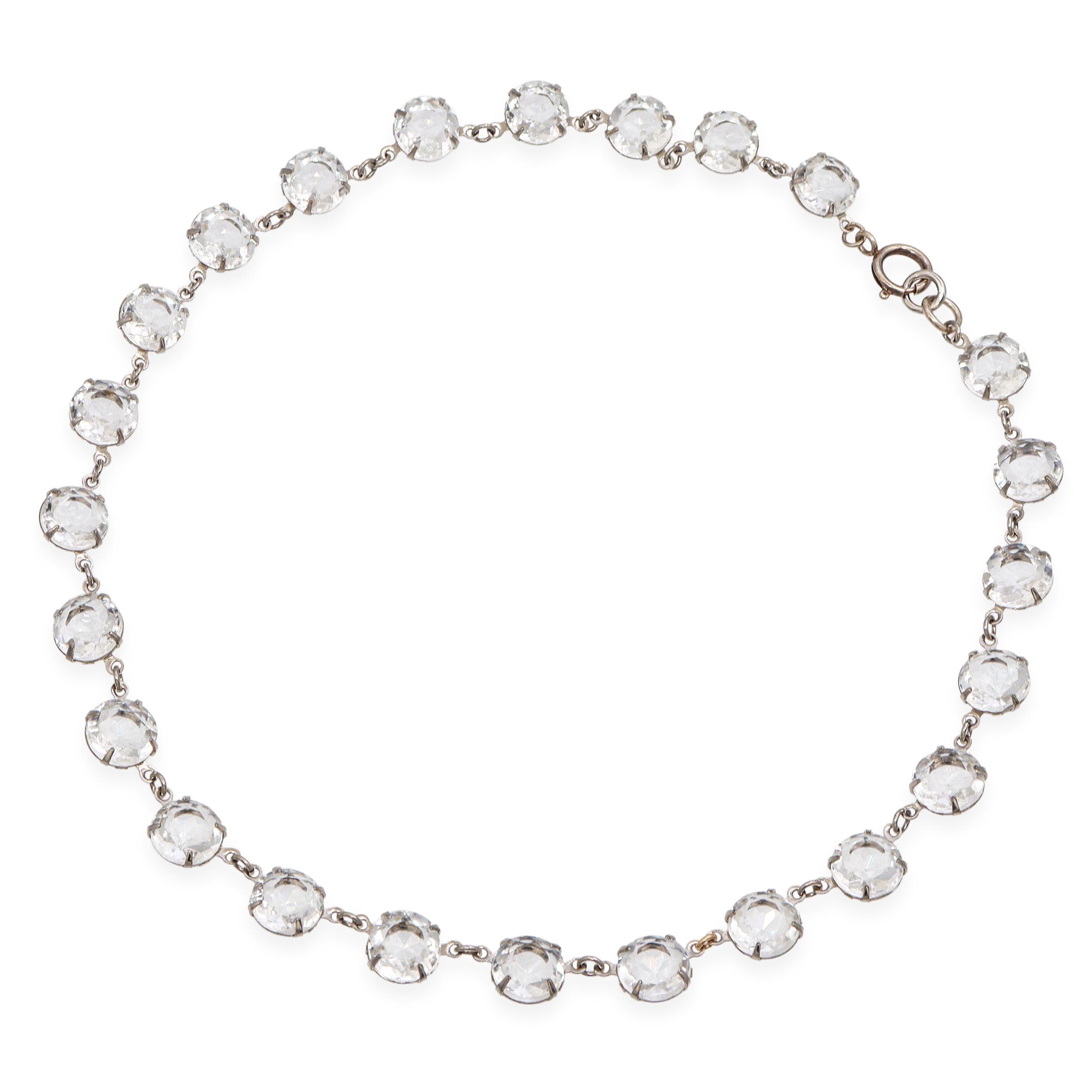 Vintage Sterling Silver Rock Crystal Quartz Rivière Necklace