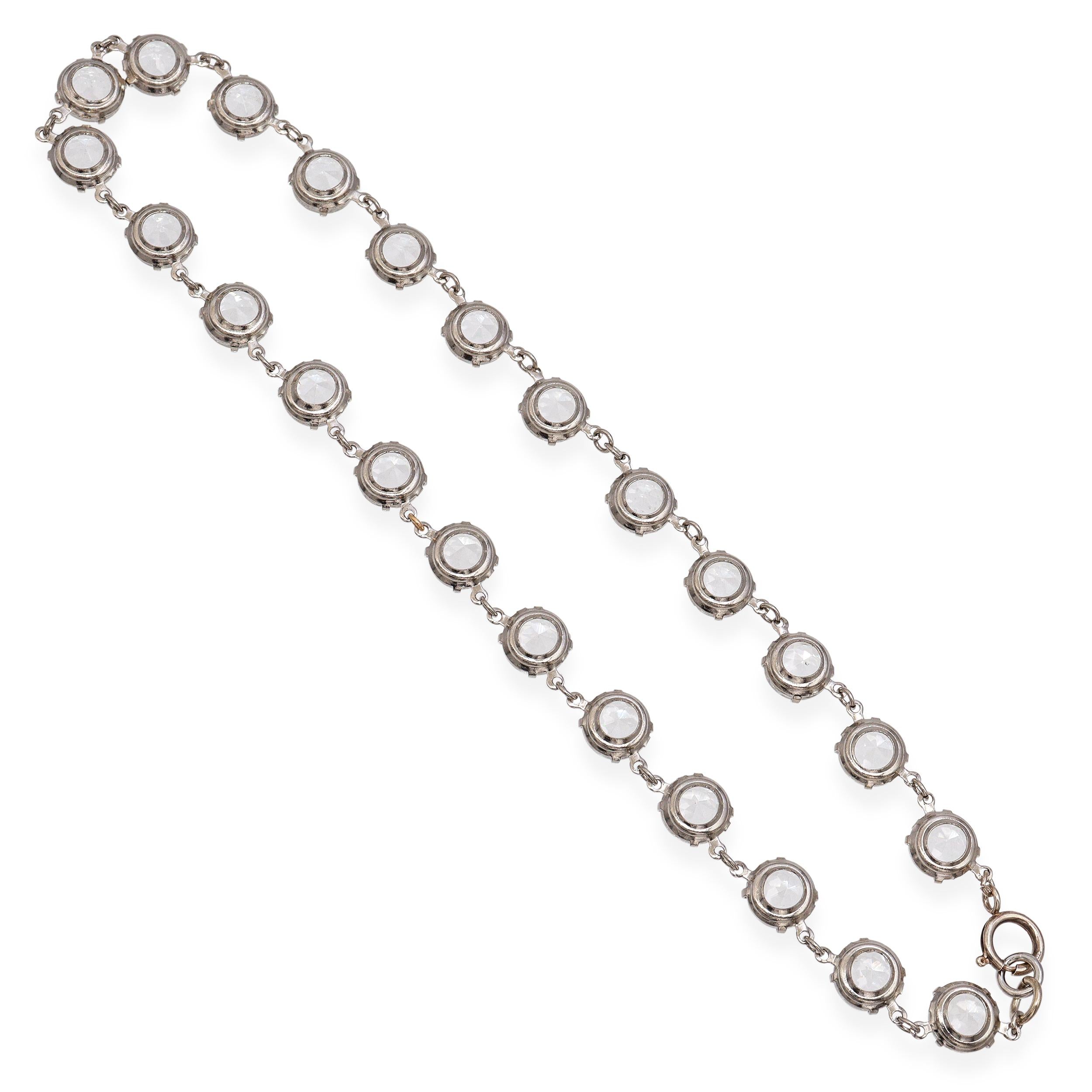 Vintage Sterling Silver Rock Crystal Quartz Rivière Necklace