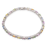 14K White Gold 6.72 tcw Multi-Color Sapphire & Diamond Tennis Bracelet