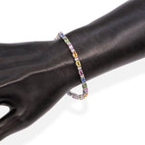 14K White Gold 6.72 tcw Multi-Color Sapphire & Diamond Tennis Bracelet