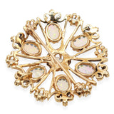 Vintage 14K Yellow Gold Opal Cluster Floral Brooch Pin