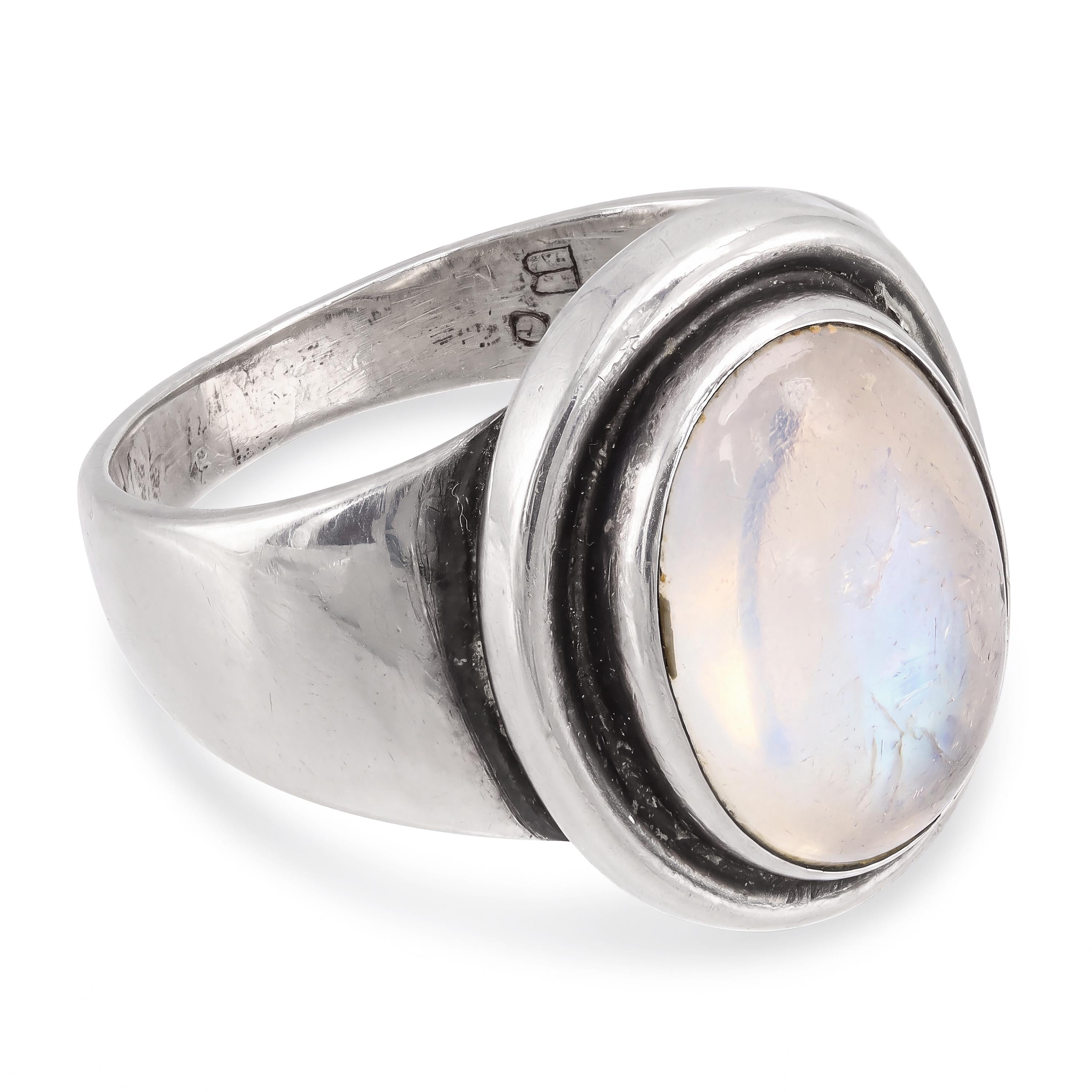 Vintage Georg Jensen Sterling Silver Moonstone Ring No. 40B
