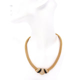Vintage Christian Dior Gold Plated Mesh Hidden Clasp Rhinestones Necklace