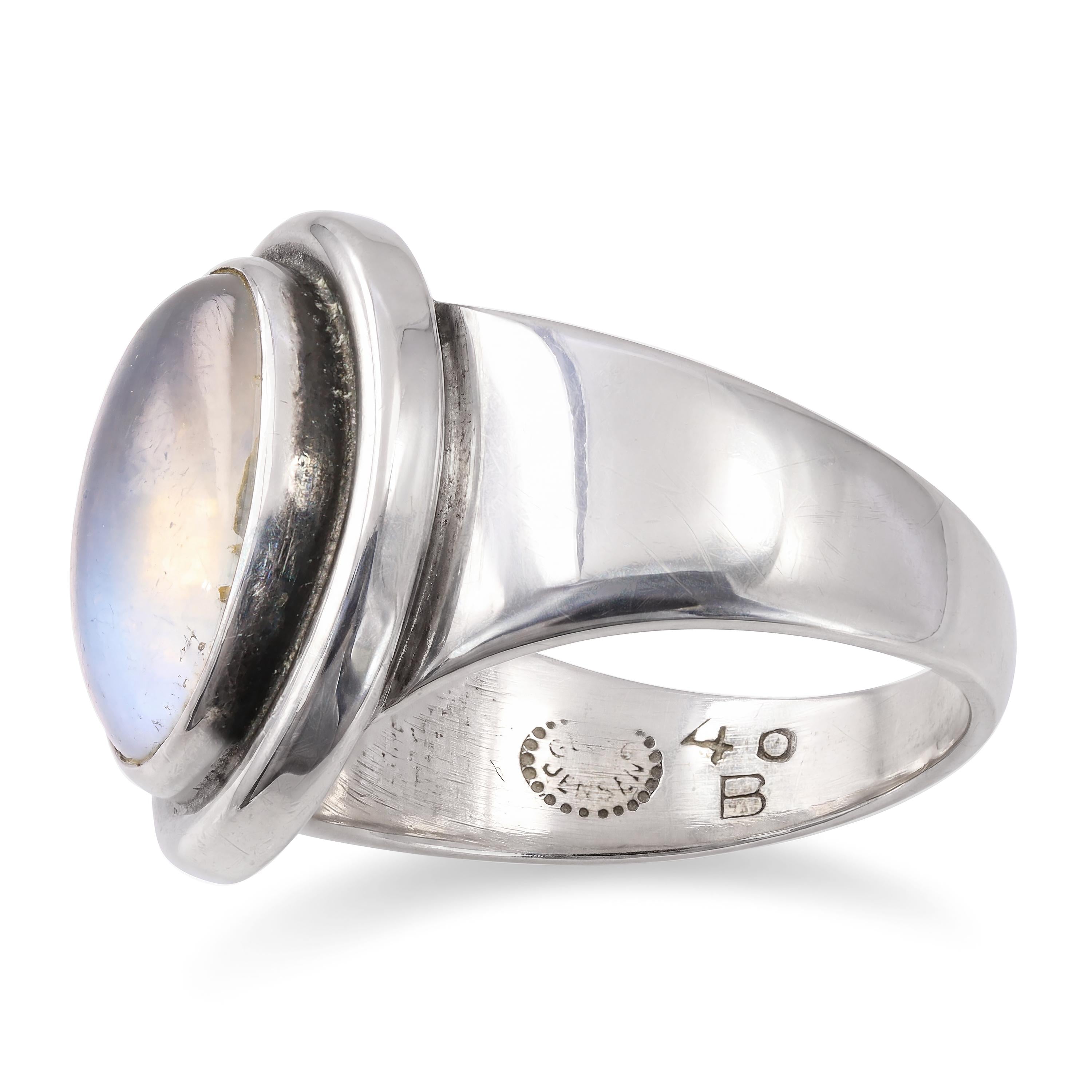 Vintage Georg Jensen Sterling Silver Moonstone Ring No. 40B