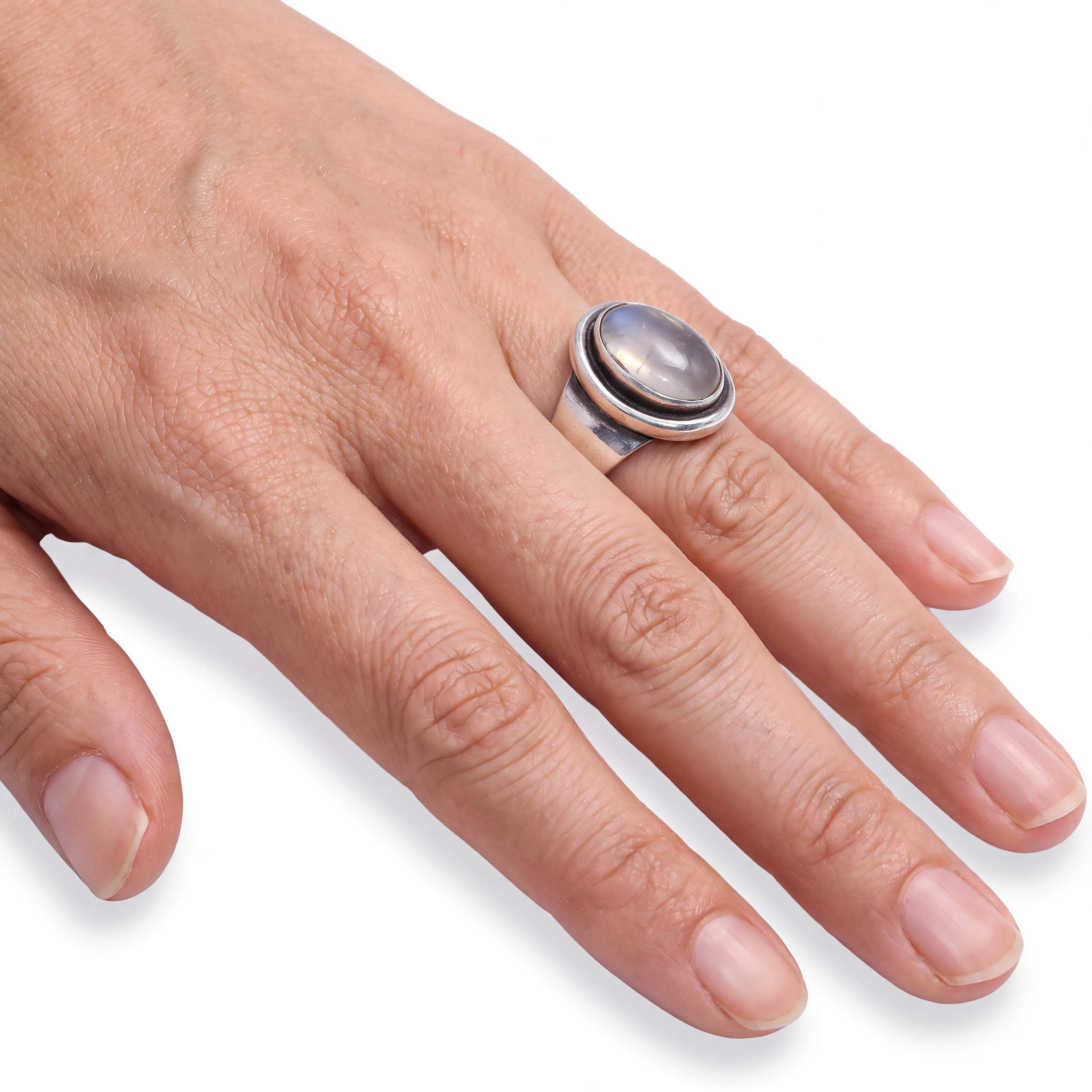 Vintage Georg Jensen Sterling Silver Moonstone Ring No. 40B