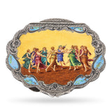 Antique Italian 800 Silver and Enamel Makeup Compact