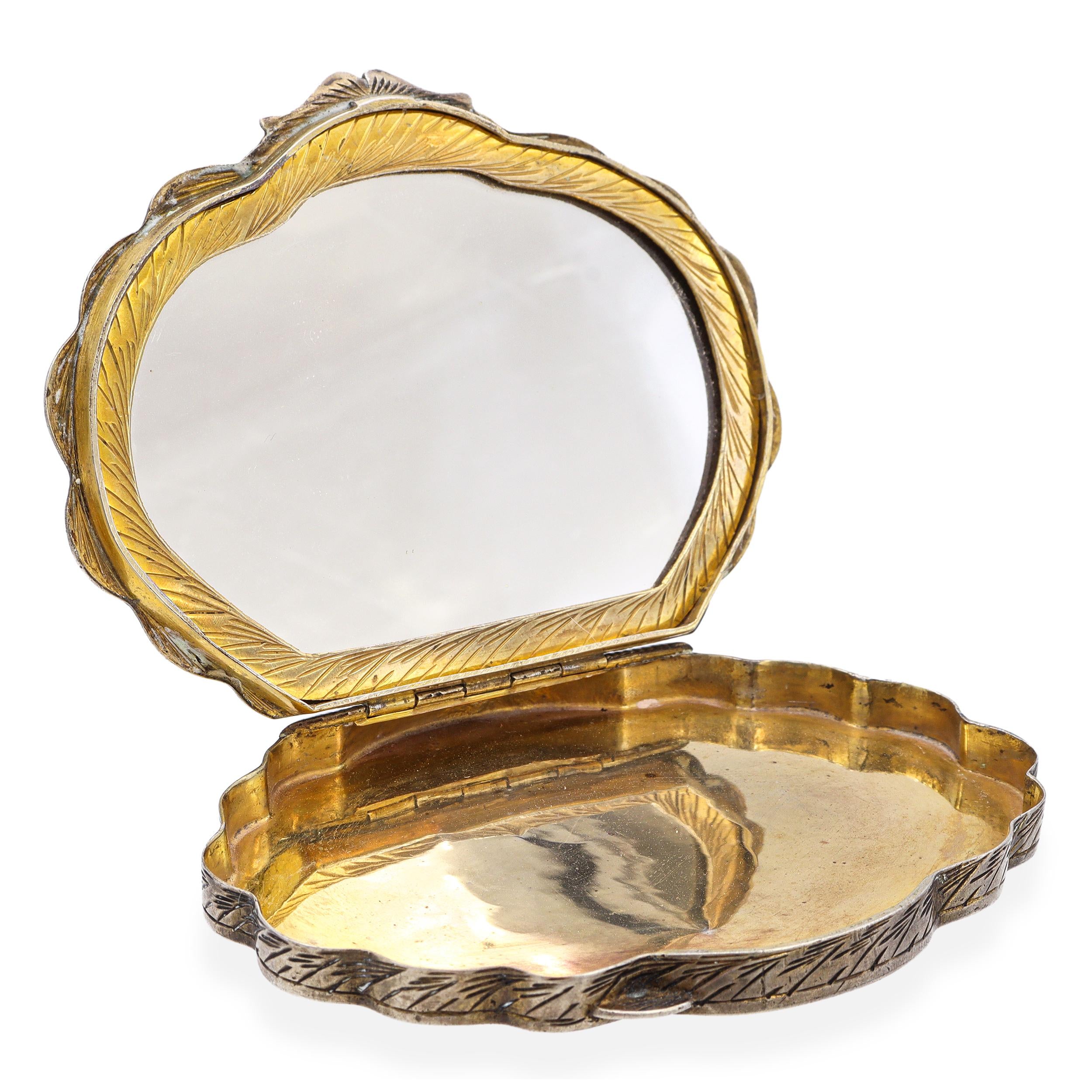 Antique Italian 800 Silver and Enamel Makeup Compact