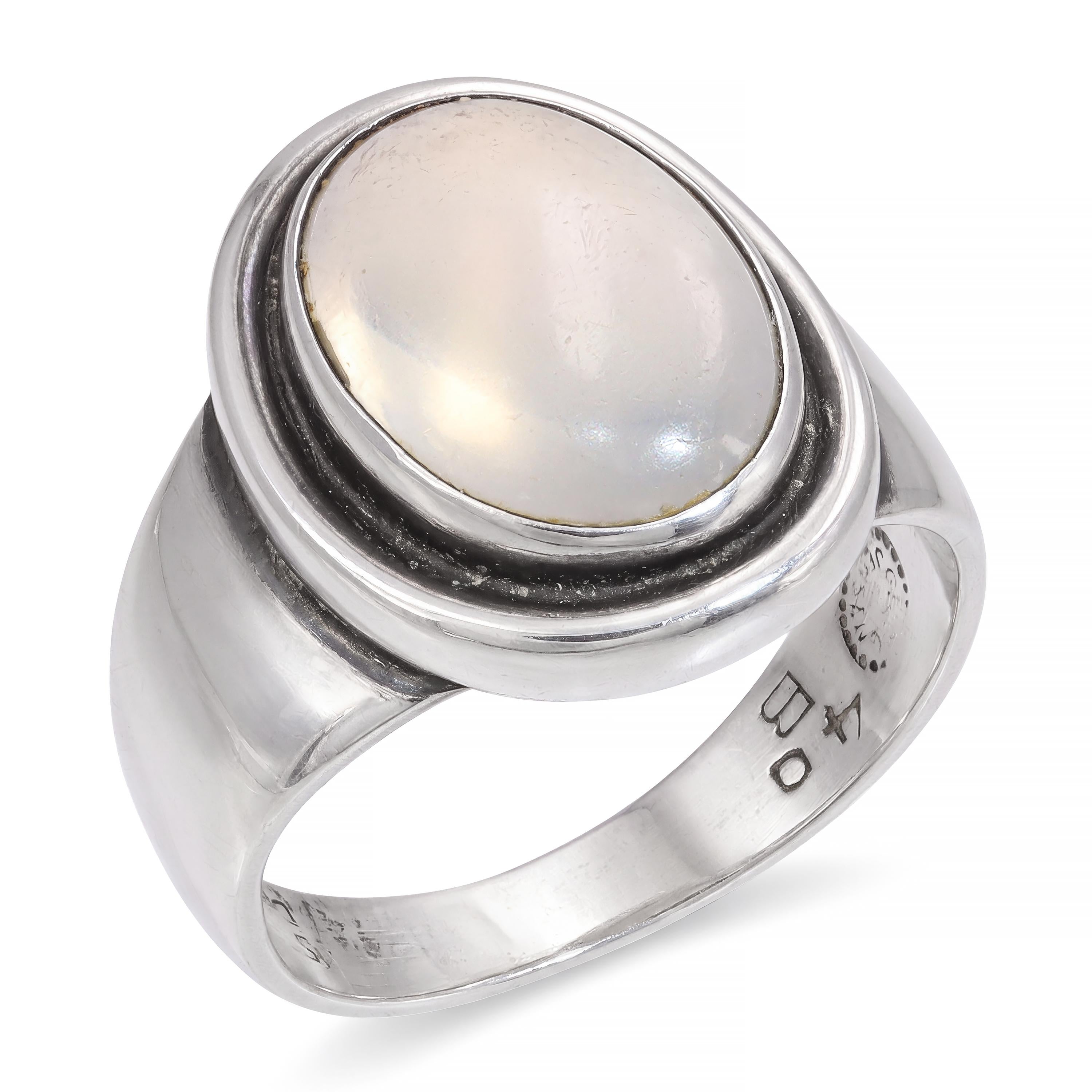 Vintage Georg Jensen Sterling Silver Moonstone Ring No. 40B