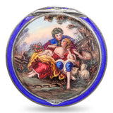 Antique 900 Silver and Enamel Painted Makeup Compact