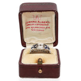 Vintage 18K White Gold Old European Cut Diamond Lab Sapphire Filigree Ring