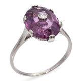 Vintage 16K White Gold Amethyst Diamond Ring