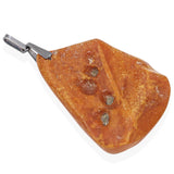 Vintage Sterling Silver Large Butterscotch Amber Chunk Pendant