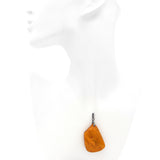 Vintage Sterling Silver Large Butterscotch Amber Chunk Pendant