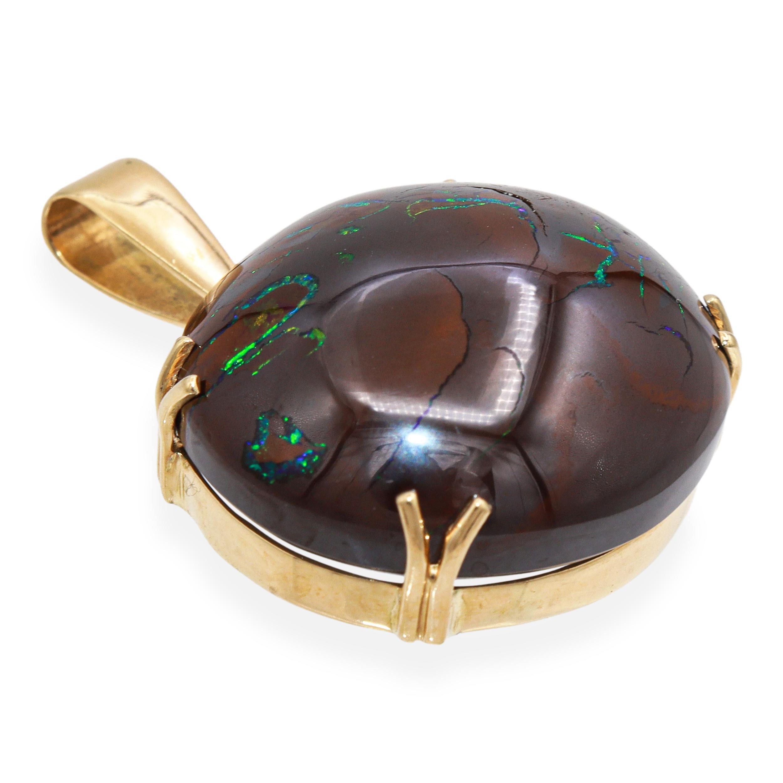 Vintage 18k Yellow Gold Boulder Opal Pendant