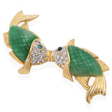 Vintage KJL by Kenneth Jay Lane Rhinestone Kissing Fish Brooch Pin