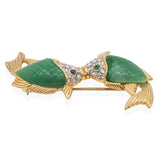 Vintage KJL by Kenneth Jay Lane Rhinestone Kissing Fish Brooch Pin