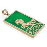 Vintage 14K Yellow Gold Green Jade Horse Pendant