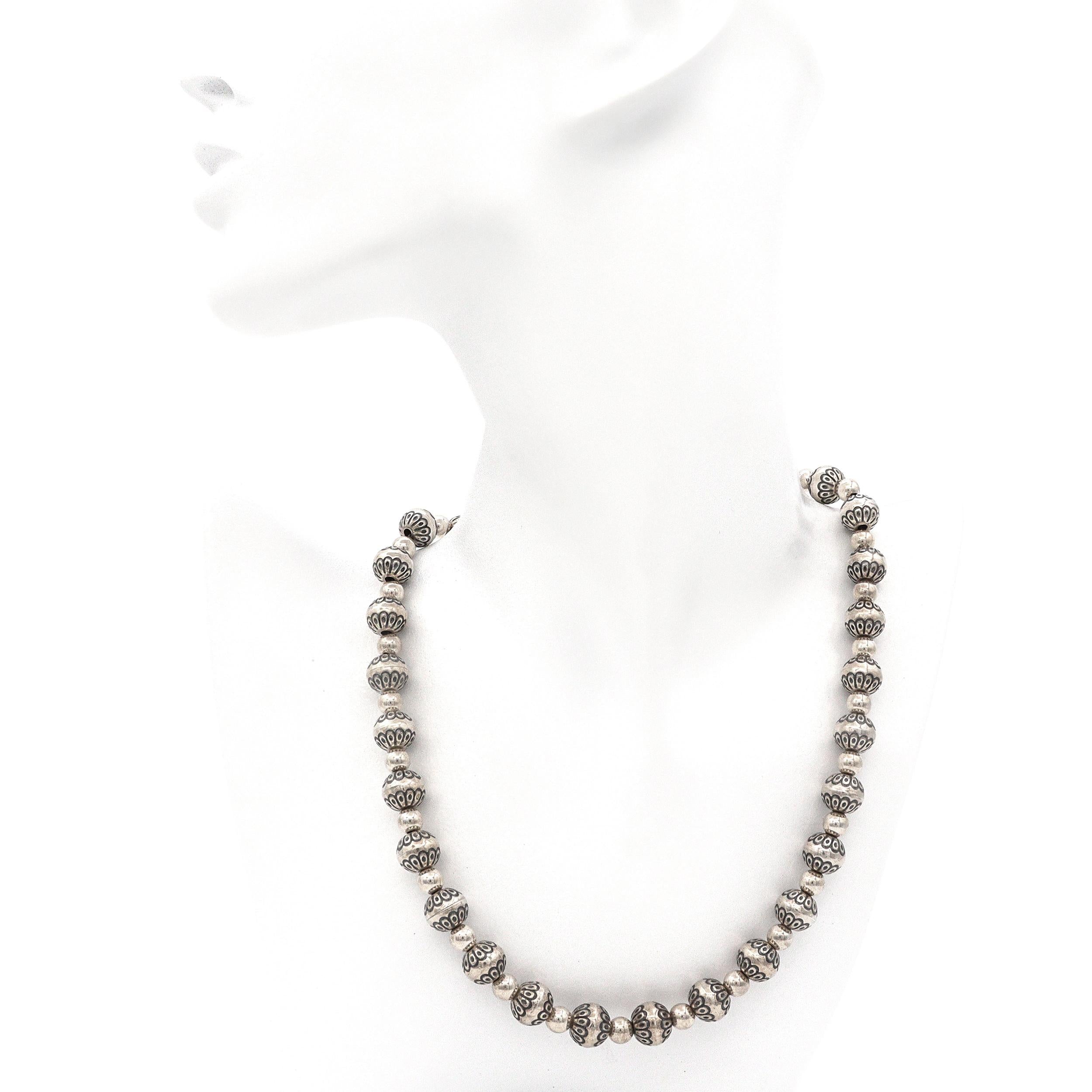 Vintage American West Sterling Silver Navajo Pearl Beaded Necklace