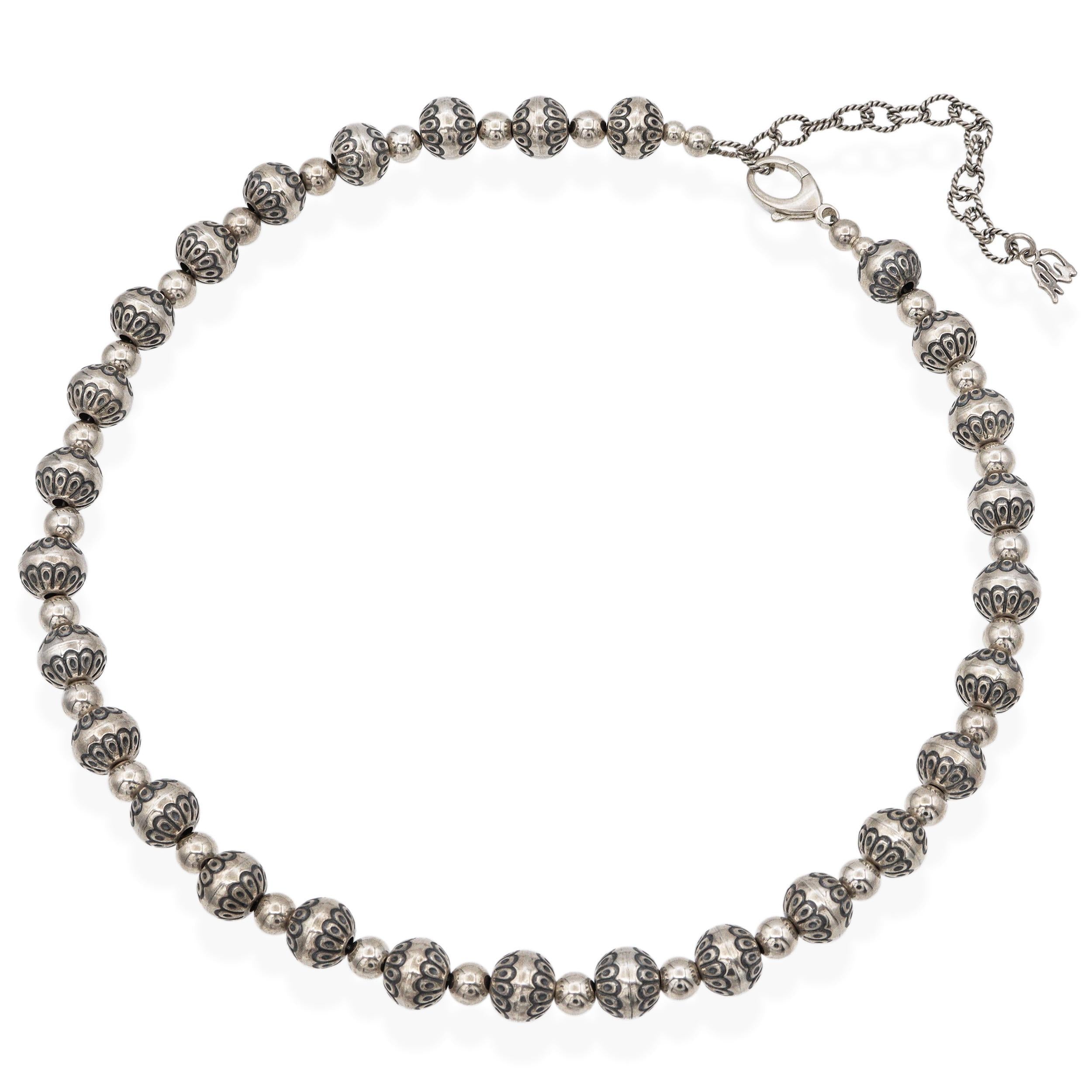 Vintage American West Sterling Silver Navajo Pearl Beaded Necklace