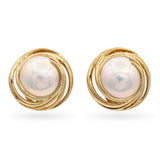 Vintage 14k Yellow Gold Mabe Pearl Omega Back Earrings